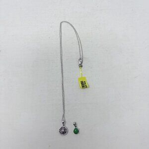 Shop LC Australian Chrysoprase & Zircon Sterling Silver Pendant and Chain 5499